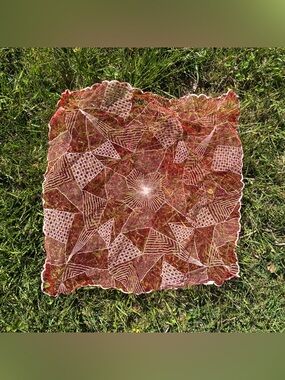 Vintage 60s Nylon Japan Contemporary Art Sheer Dotted Art Scarf Square mod Gogo